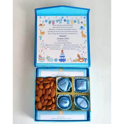 Adorable Baby Announcement Chocolate and Dry Fruit Gift cpvg1128