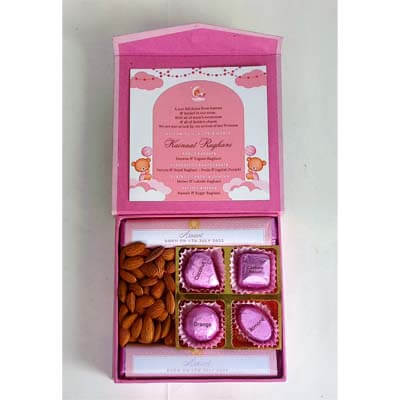 Adorable Baby Girl Announcement Chocolate and Dry Fruit Gift cpvg1128