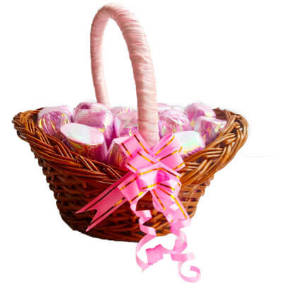 Adorable Baby Girl Announcement Chocolate Gift Basket Pink CPVG1115