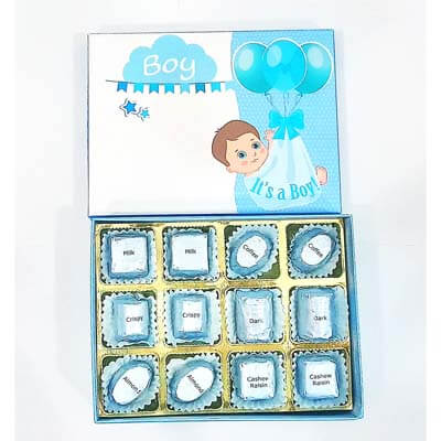 Baby Boy Announcement 12 Chocolates Gift BCPBBA04