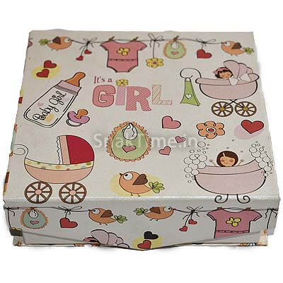 Baby Girl Announcement 10 Chocolate Gift Box Square