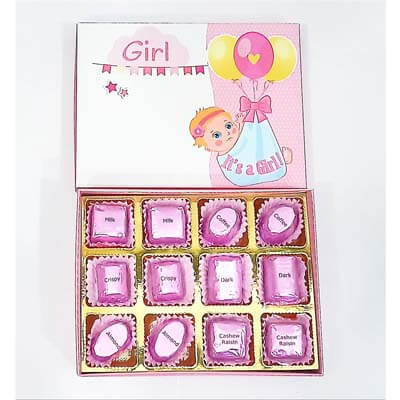 Baby Girl Announcement 12 Chocolates Gift B12TVV6