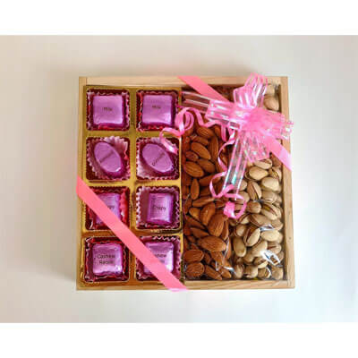 Baby Girl Announcement Chocolate And Dry Fruit Hamper cpvg1027