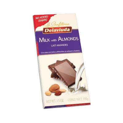 Delaviuda Sugar Free Milk With Almonds Chocolate