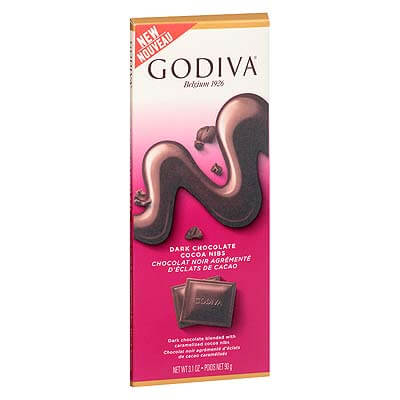 Godiva Dark Chocolate Blended With Caramelized Cocoa Nibs 90g