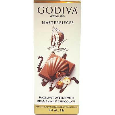 Godiva Masterpieces Belgian Milk Chocolate Hazelnut Oyster 83g