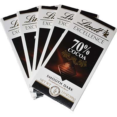 Lindt Excellence 70% Cocoa Dark Chocolates 100g Pack of 5
