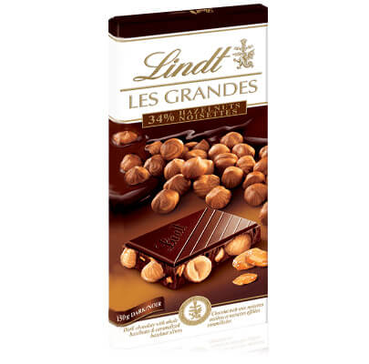Lindt Les Grandes Hazelnut Dark Chocolate 150g