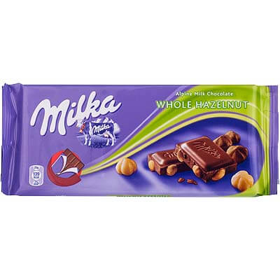 Milka Whole Hazelnut Alpine Milk Chocolate 100g