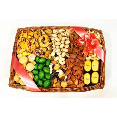 Corporate New Year Gift Basket with Dry Fruit and Chocolates