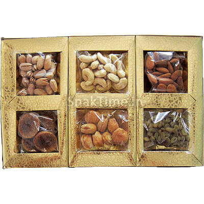 GOLDGIFTIDEAS Gold Foil Dry Fruit Box for Home, Gift Box for Wedding,  Handcrafted Dry Fruits Box for Table Stylish (25 x 16 CM)