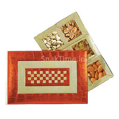 Red Rectangle Checkers Dry Fruit Gift Box 131RE