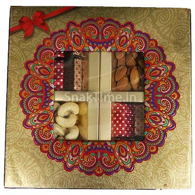 Golden Window Corporate Diwali Dry Fruit Chocolate Combo Gift Box STN968X8C
