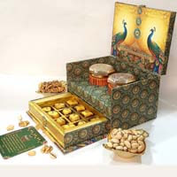 Peacock Luxury Wooden Diwali Corporate Dry Fruit Gift STDFLB201