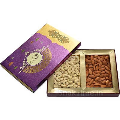 Purple Gold Designer Diwali Dry Fruit Gift STM42