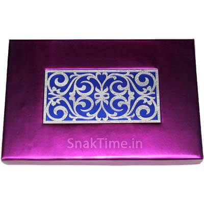 Purple Silver Art Diwali Dry Fruit Gift Box ST11512X18