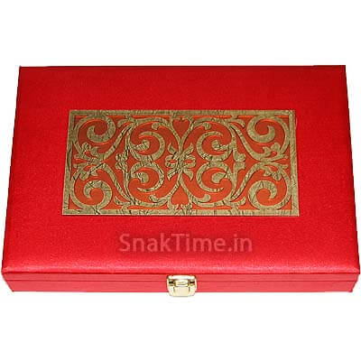 Red Satin Corporate Diwali Dry Fruit Gift Box ST22412X18