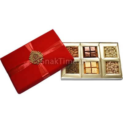 Red Velvet Art Diwali Dry Fruit Chocolate Combo Gift ST1118X12C